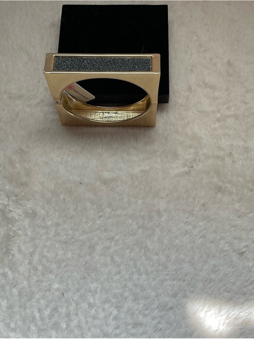 Gold and Black Rectangular Statement Bangle Bracelet